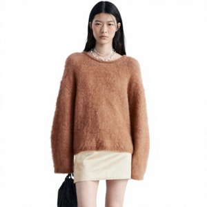 Sweat-shirt en mohair personnalisé pour femme – Vente en gros – Pull doux et moelleux à col rond – Chaud, décontracté, streetwear, mode, vêtement de luxe pour l'hiver - Product Image 1