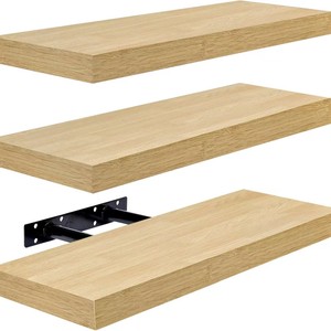 Wooden <b>Wall</b> <b>Shelf</b> Natural Wood Color Rectangle <b>Wall</b> <b>Mounted</b> Living Room Storage Organization - Product Image 1