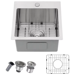 Ferme petit évier de cuisine carré fait à la main en acier inoxydable brossé bol unique colère facile à nettoyer - Product Image 1