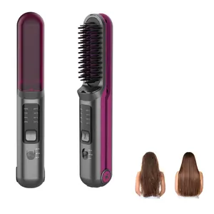 Mini Portable Wireless Hair Straightener Brush Hot USB Cordless Hair Straightener Comb