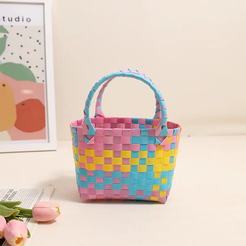 Bolsa de mão feminina em PP grande de verão personalizada para mulheres, sacola de praia de palha de ombro para mulheres