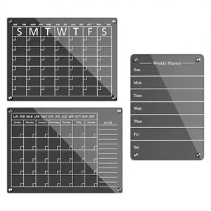 Calendrier magnétique en acrylique avec impression, tableau effaçable à sec, matériaux recyclés, design clair, aimant pour réfrigérateur et marqueurs - Product Image 3