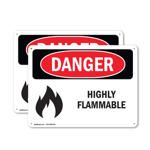 Cartello di <span class=keywords><strong>pericolo</strong></span> in metallo conforme OSHA per materiali altamente infiammabili - Cartello di avvertimento di sicurezza in alluminio resistente e antiruggine - Product Image 5