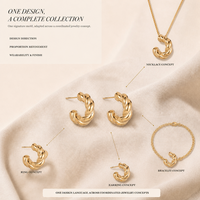 Pendientes de Aro Abierto con Eslabones de Cadena Entrelazados en Tono Dorado, Pendientes de Moda, Joyería para Mujer, Accesorios de Moda para Mujer