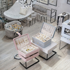 High-End Luxury <b>Large</b> Capacity Rectangle Velvet Storage <b>Box</b> with Button Closure for Rings Earrings-Yuyue Brand Jewelry <b>Gift</b> <b>Box</b> - Product Image 3