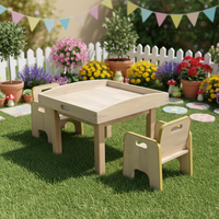 Ensemble table et chaise d'apprentissage en bois pour enfants au design contemporain pour la maison, l'école et l'extérieur