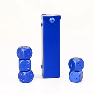 Wholesale aluminum alloy game dice set with metal box each set 5pcs 16mm brass metal dice set
