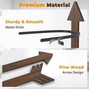 Porte-chapeau en bois de couleur naturelle moderne occidental, porte-chapeau de cowboy avec design multifonctionnel pour l'affichage dans le salon - Product Image 2