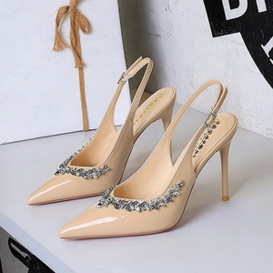 Sandali di strass di cristallo nero lucido da donna scarpe di cuoio rosso <span class=keywords><strong>Nude</strong></span> con tacco a punta a spillo tacchi a spillo - Product Image 4