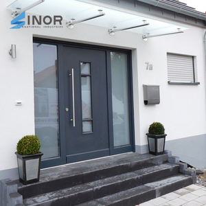 Puerta pivotante de madera sin plomo minimalista moderna para sala de estar, exterior, acabado de Bajo VOC, madera contrachapada impermeable no tóxica, 5 años - Product Image 5