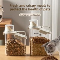Baril de stockage rectangulaire en plastique pour aliments pour chats et chiens, étanche à l'humidité, pour les friandises pour animaux de compagnie lyophilisées