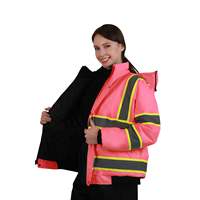 Veste de sécurité hivernale réfléchissante SMASYS ANSI Hi Vis, tissu Oxford 300D avec revêtement PU, doublure matelassée, capuche amovible, vêtements de travail, tailles S-5XL