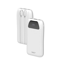 Batterie externe 20000 mAh avec câbles intégrés, chargeur portable version 3C USB-C vers USB-A pour les voyages