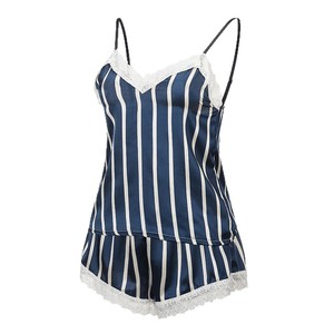 Fabricante de pijamas para mujer, venta al por mayor de camisolas de imitación de seda, holgadas, cómodas, con encaje, conjunto de dos piezas, lencería, bata. - Product Image 5