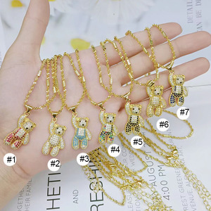 NZ1467 <span class=keywords><strong>ular</strong></span> kalung rantai liontin jimat Beruang berlian CZ berwarna kuningan berlapis emas 18k - Product Image 2