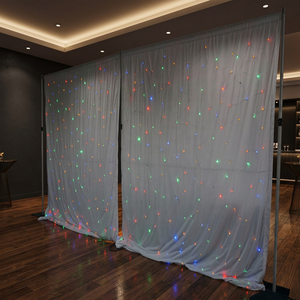 White Velvet <b>Star</b> Curtain <b>LED</b> with Meteor Light Strips for Concert and Party Use - Product Image 1