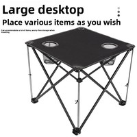 Table de pique-nique d'extérieur pliable et moderne ultra-légère, cadre en fer Oxford, portable pour 2 personnes, camping, barbecue, loisirs