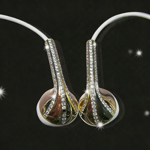 Écouteur OEM personnalisé en or avec diamant écouteur en métal câblé - Product Image 1