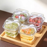 Boîte d'emballage moderne transparente pour gâteau mousse carré, tasse, cuillère, dessert, boîte de cuisson commerciale de Chine