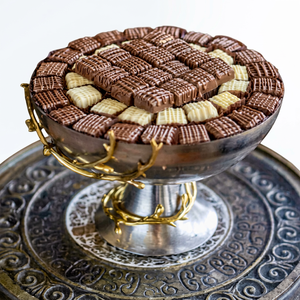 Plateau de rangement de luxe pour chocolats, bol sur piédestal argenté avec accent branche dorée, plateau de présentation pour confiseries gourmandes, plat festif, vente en gros - Product Image 1