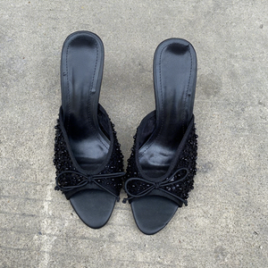 <span class=keywords><strong>Sandali</strong></span> con <span class=keywords><strong>Tacco</strong></span> a Spillo e Punta Quadrata per Donna, Eleganti con Perle e Fiocco, Ideali per Matrimoni e Feste - Product Image 2