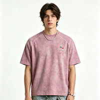 Camiseta Oversize Rosa Tie-Dye para Hombre, Manga Corta, Cuello Redondo, Diseño Estampado, Tejido Jersey Transpirable