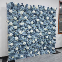 Enseigne de logo mural personnalisée en usine avec mur de fleurs luxe enroulable et dos en tissu 8x8 5d mur de fleurs de rose noire