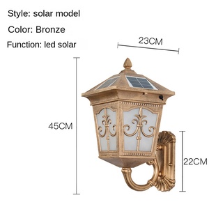 Lampe murale solaire en aluminium moulé sous pression, cylindre incurvé, bronze, lumière LED extérieure, IP65, étanche, éclairage de parc, de cour, de jardin, 24 cm X - Product Image 5