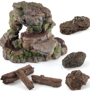 Decoración de Jardín con Escena de Animales <span class=keywords><strong>del</strong></span> <span class=keywords><strong>Bosque</strong></span> y Dinosaurios, Casa de Castillo, Cueva Simulada Realista con Aspecto de Tronco de Árbol y Piedra, Kit de Hadas - Product Image 4