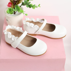 Chaussures en cuir pour enfants à semelle souple antidérapante avec boucle, nouvelle mode, vente en gros, chaussures plates blanches à lacets pour filles - Product Image 2