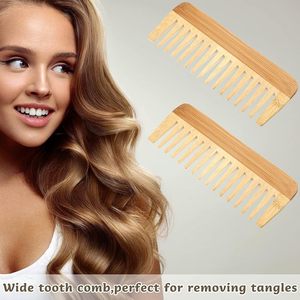 Juego de Peines de Bambú Ecológicos con Dientes Anchos y Logotipo Personalizado para Uso Doméstico - Product Image 4