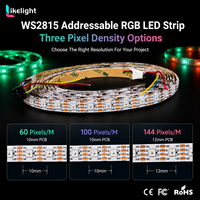Tira LED programable WS2815 RGBIC DC12V SMD5050 de 60 píxeles con señal dual, restauración de datos por punto de interrupción, PCB blanco/negro de 10 mm