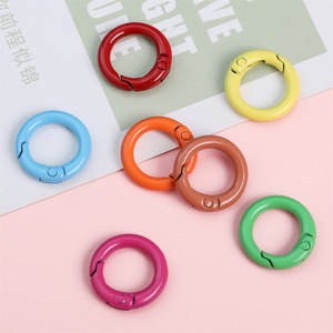 Memory Candy Colored Alloy Round Keychain 20mm Spring Buckle DIY Mobile Phone Chain Bag Hook - Product Image 2