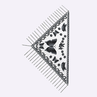 Nouveauté Poncho Femme Écharpe d'été Broderie Papillon Châle Triangle Polyester Dentelle Pompon Hijab