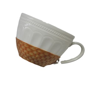 Handmade Porcelain Tea Set Bamboo Weaving Portable <b>Teacups</b> Reusable Gift Tableware - Product Image 5