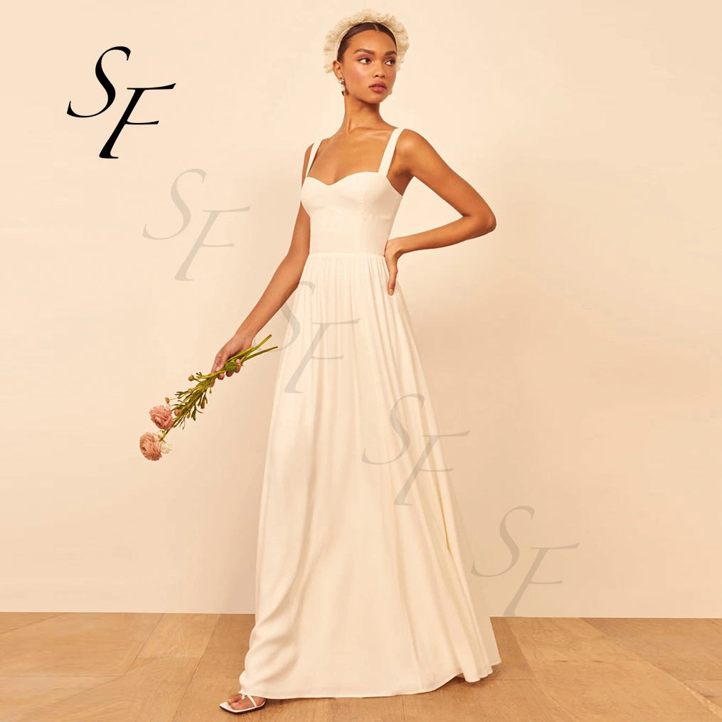 Custom Chiffon o-neck women maxi beach elegant dress sleeveless long White Bridal party Evening dresses for women