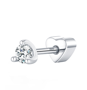 vvs1 moissanite <b>stud</b> Earrings S925 Sterling <b>Silver</b> Classic Round Heart Screw <b>Stud</b> Earrings for Women Fine Jewelry - Product Image 1