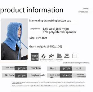 Chapeau en laine à cordon <span class=keywords><strong>de</strong></span> serrage tricoté Balaclava pour femmes Automne Hiver Chaud Respirant Imperméable <span class=keywords><strong>Masque</strong></span> d'oreille pour le <span class=keywords><strong>ski</strong></span> - Product Image 4