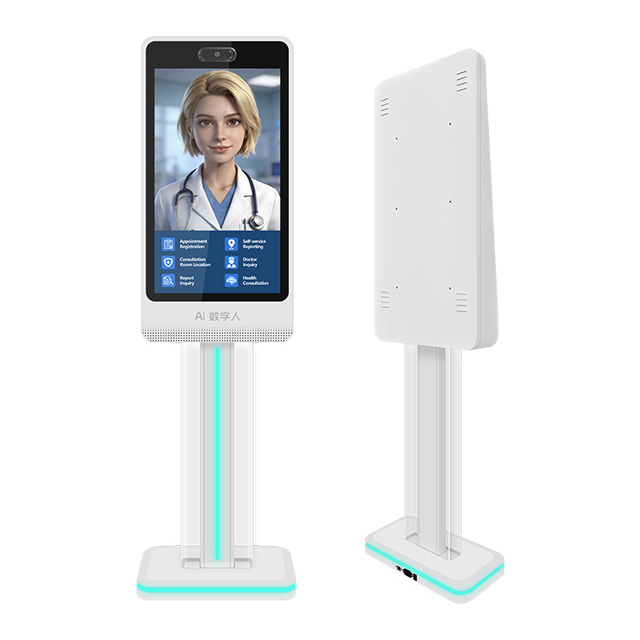 Clinic Smart AI Interactive Medical Consultation Kiosk Hardware Floor Standing LED Illuminated Transparent Ai Powered Kiosk