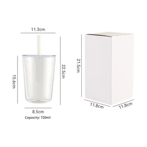 Nieuwe Trendy Schattige Dubbellaagse <span class=keywords><strong>Plastic</strong></span> Beker Met Deksel En Stro Direct Drinken Draagbare Grote Bekers - Product Image 6