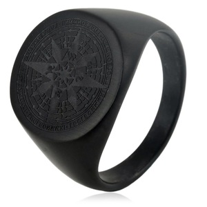 yunnique Men's Gold Compass <b>Ring</b> Stainless Steel Geometric Star Design Fashion Jewelry Gift - Product Image 4