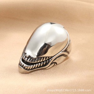 Shark Head <b>Ring</b> Men's Stainless Steel Retro <b>Silver</b> Animal Shape Jewelry Gift - Product Image 1