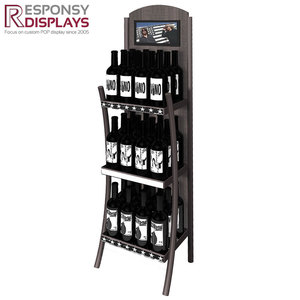 Estante de vino de piso de metal y soporte de exhibición de licor con demostración de video - Product Image 1