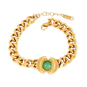 Bracciale pendente alla moda in pietra naturale in acciaio inossidabile con ciondolo turchese placcato in oro da donna rigogolo Multi-elemento transfrontaliero - Product Image 6