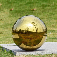 Boule creuse en acier inoxydable finition miroir or titane - Décoration extérieure pour jardins, parcs et aménagements paysagers pour projets municipaux