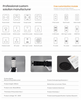Prise électrique encastrable MAQO US 3/4 prises, en aluminium, argent/noir, pour table de cuisine, 16A, 1 Type-C + USB-A, avec LED et fonction de levage