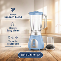 Mixeur de table électrique de luxe 350W avec lame en acier inoxydable, étanche et robuste, pour usage domestique et hôtelier, idéal pour les smoothies