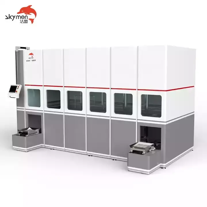 Skymen-máquina de limpieza automática de seis tanques PLC, brazo mecánico personalizable, sistema de lavado ultrasónico automatizado