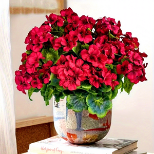 Meilleures ventes : Jeunes plants de géranium artificiels <span class=keywords><strong>en</strong></span> <span class=keywords><strong>pot</strong></span>, fleurs de cour, verdure à double pétale, grande taille, pour la Saint-Valentin et le Nouvel An - Product Image 5