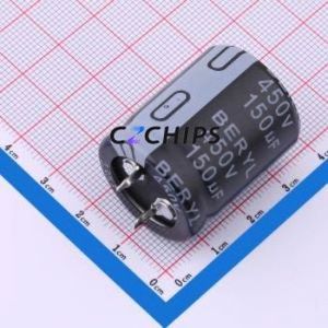 Condensador Electrolítico de Aluminio de Montaje a Presión KM450M151SI225*30TA-1A3ET, Orificio Pasante, D25xL30mm 150uF 20% 450V 25mm - Product Image 1